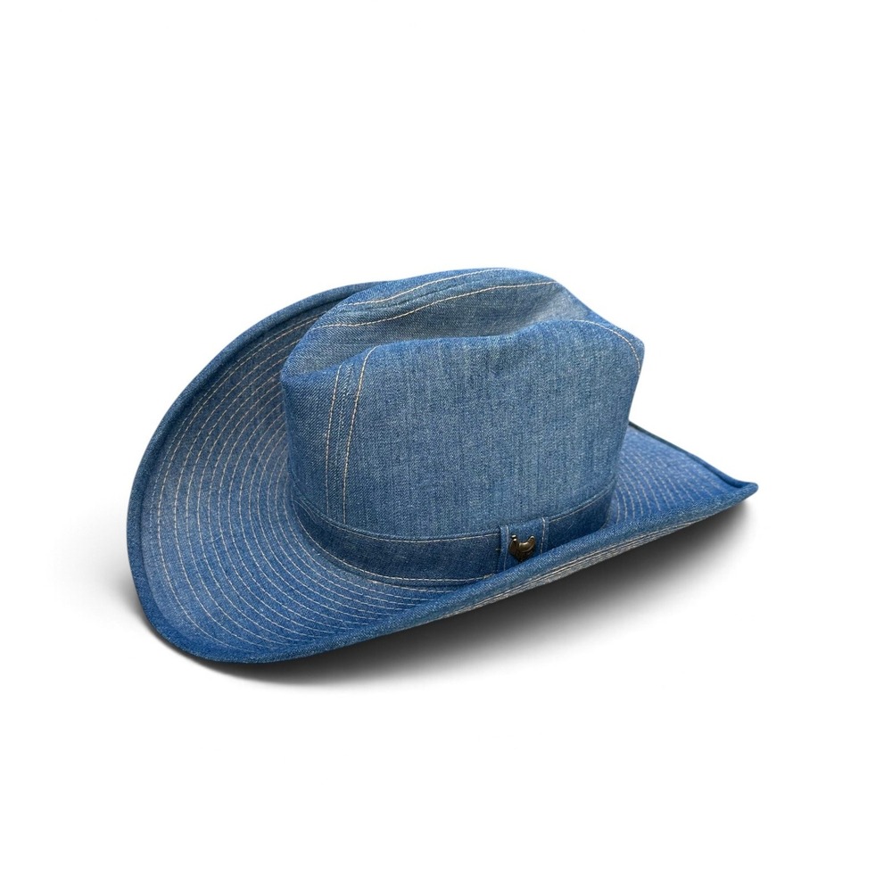Eddy Bros Vintage Denim Cowboy Hat Blue Western Saddle Accent Size